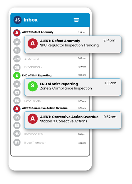 quality alerts, quality control software for manufacturing, quality inspection software